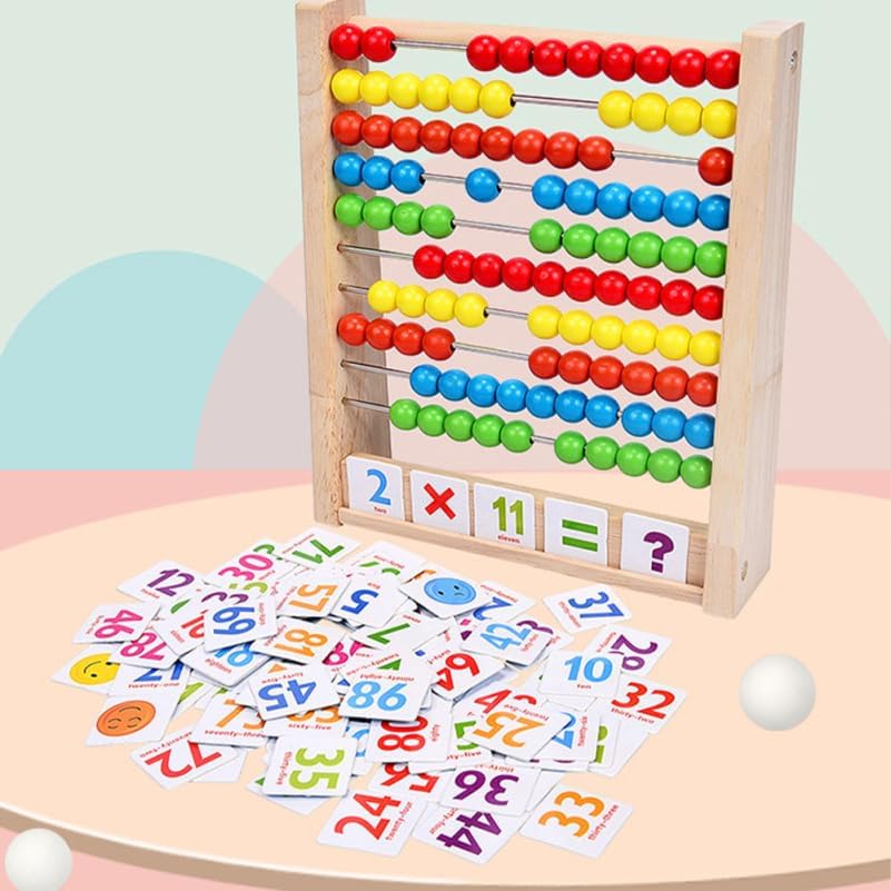 UPKOCH Abakus Für Kinder Montessori Mathe Lernspielzeug Holz Abacus Mit Bunten Perlen Zählrahmen Zur