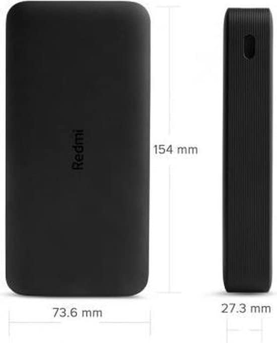 Xiaomi Redmi Externer Akku, 18 W, Fast Charge, Schwarz, 20.000 mAh, Micro-USB-Eingang/USB-C, Ausgang