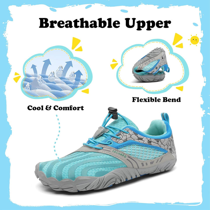 SAGUARO Jungen Mädchen Barfussschuhe Atmungsaktiv Badeschuhe für Kinder Gr.24-36 31 EU Blau, 31 EU B