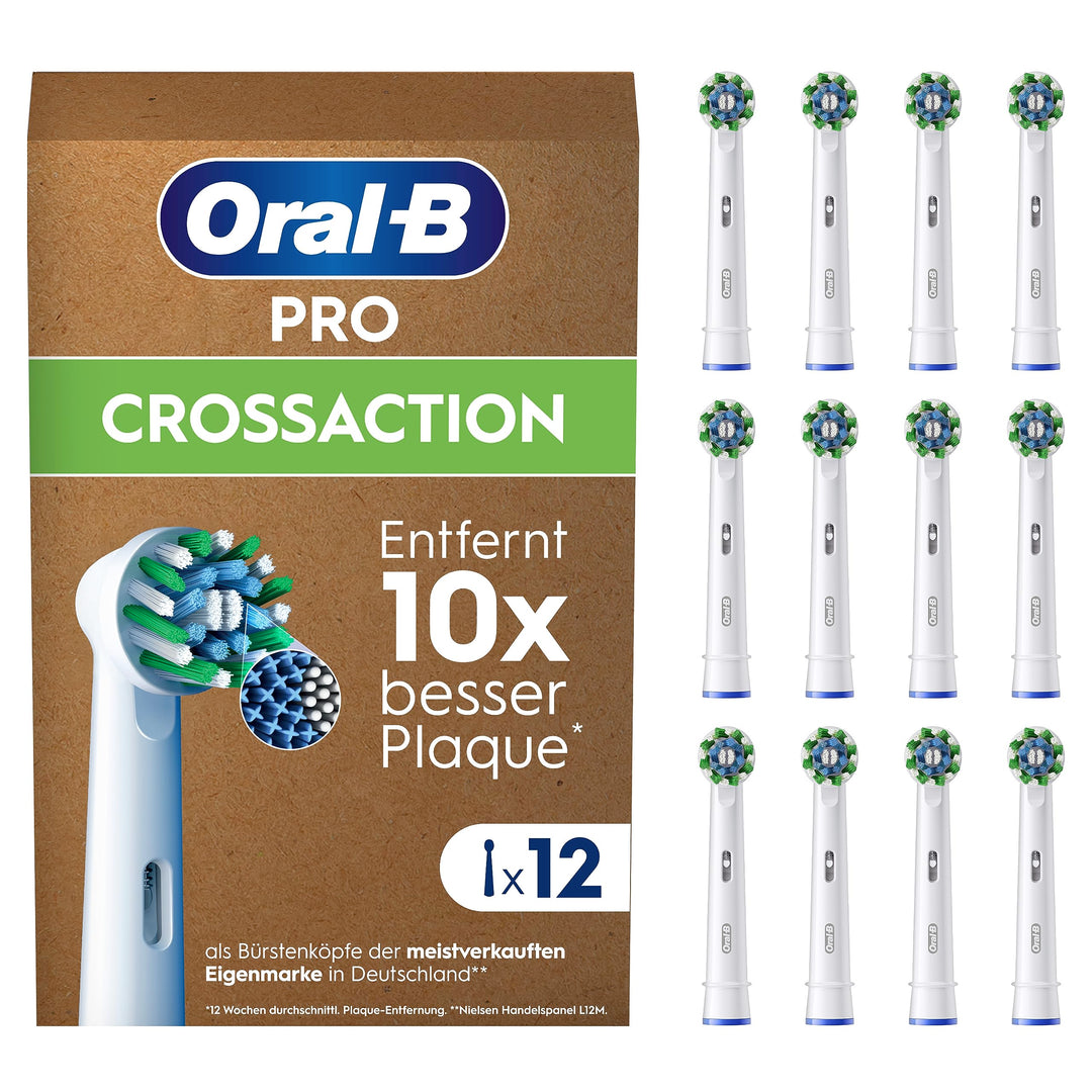 Oral-B Pro CrossAction Aufsteckbürsten für elektrische Zahnbürste, 12 Stück, überlegene Zahnreinigun