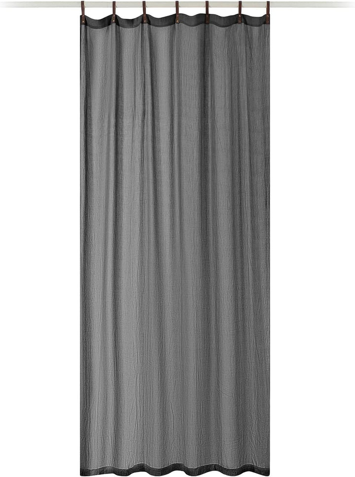 JEMIDI Vorhang transparent 135x245cm - Gardine mit Schlaufen aus Kunstleder - Schlaufenschal lang fü