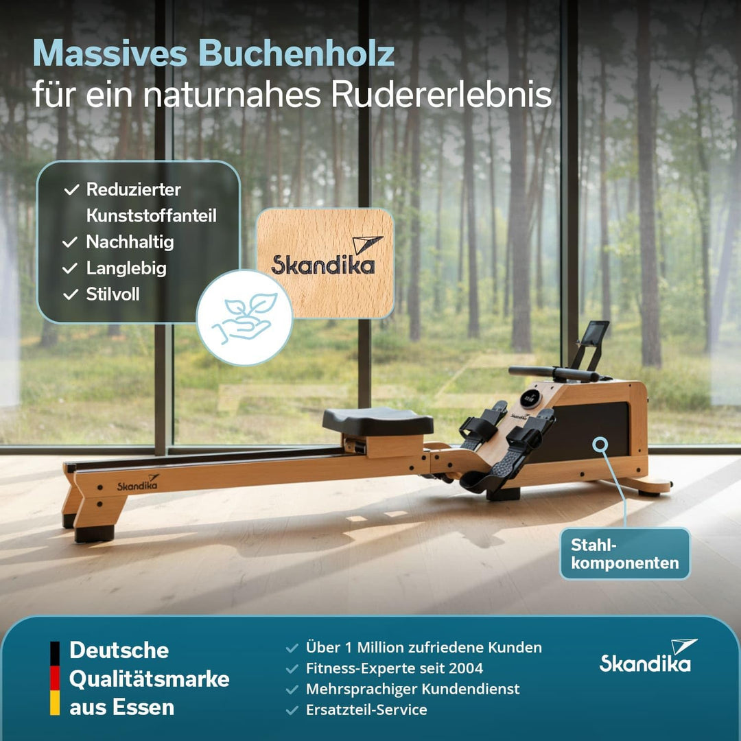 Skandika Rudergerät für Zuhause Torin P6-G | Rudergeräte Krafttraining, mit Eigenantrieb, Rahmen aus