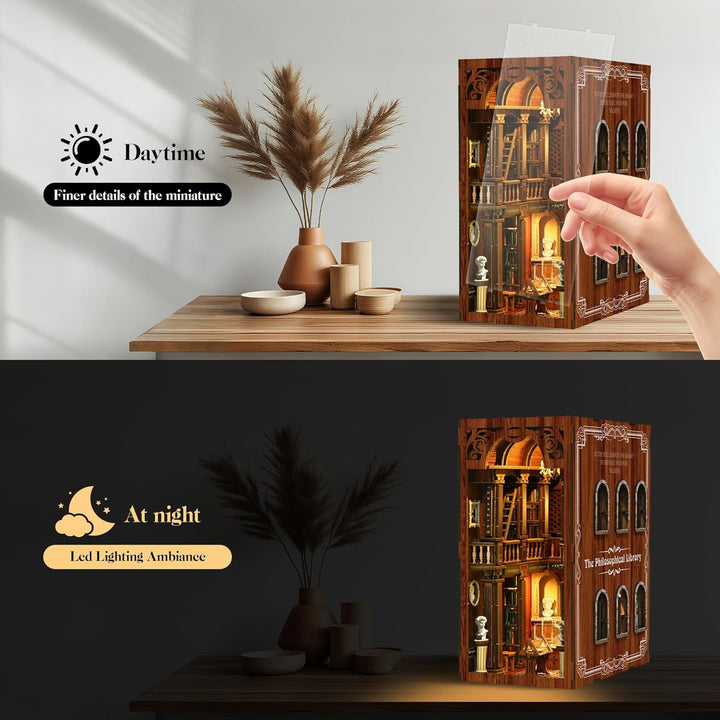 LUMYCE Book Nook Kit für Erwachsene Holzpuzzle DIY Miniatur Haus 3D Puppenhaus - Buchstütze für Büch