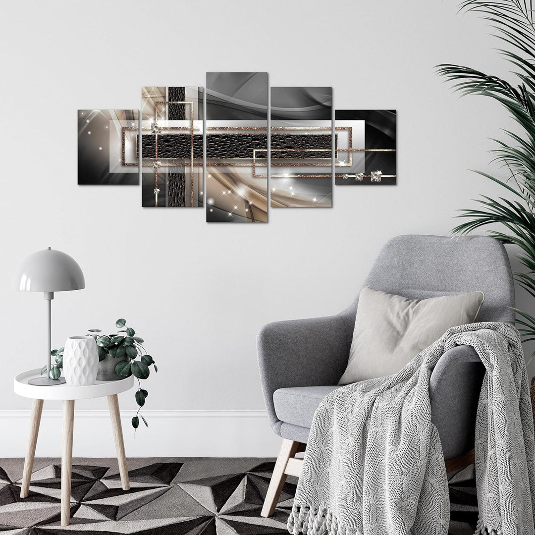 Runa Art Wandbilder Abstrakt 5 Teilig Bild auf Vlies Leinwand Deko Wohnzimmer Schlafzimmer Diamant B