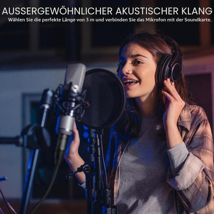 4Pack Dmx Kabel 3m, 3 Pin XLR Kabel Set, XLR-Stecker auf Buchse, XLR Mikrofonkabel, Balanciert DMX K