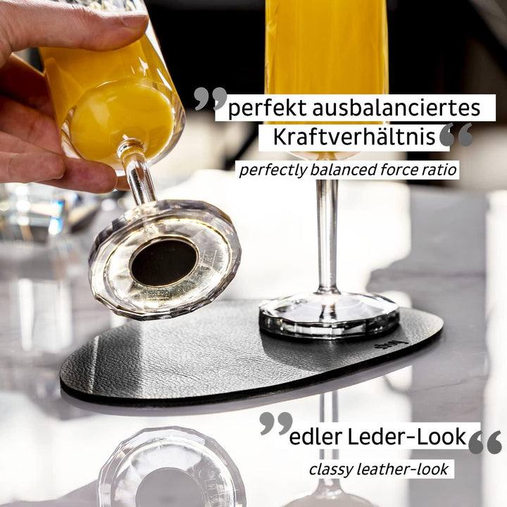silwy® Metall-Nano-Gel-Platzset Black (small) in Lederoptik für rutschfeste Magnet-Gläser - abwaschb