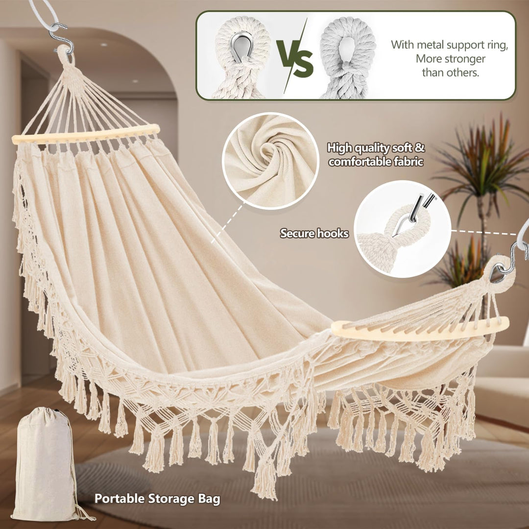 Hängematte Hängesessel Indoor Outdoor - XXL Übergrosser Hängematte 2 Personen max 440 lbs, Hängescha
