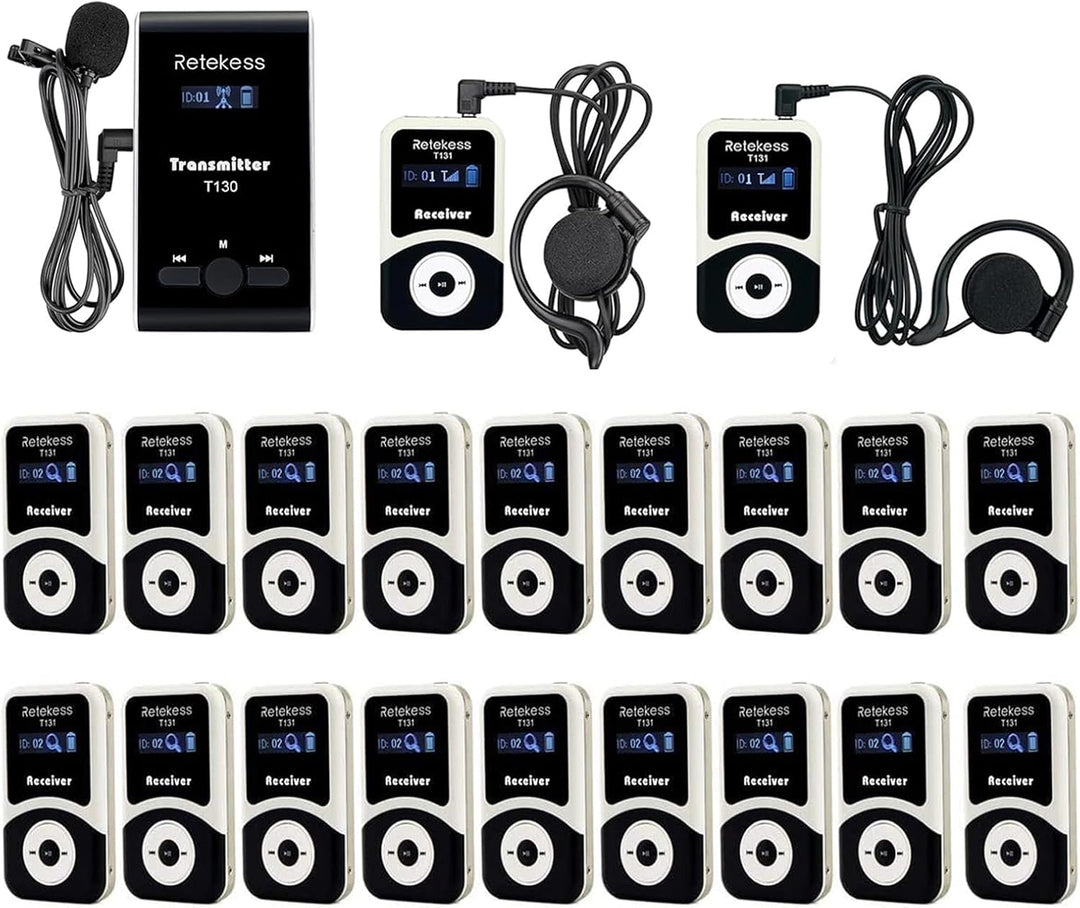 Retekess T130-T131 Audio Tour Guide System, 99 Kanäle Tour Guide System, 60M Reiseleitersystem, Audi