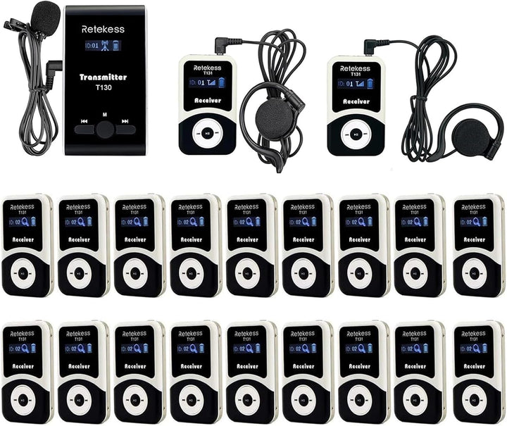 Retekess T130-T131 Audio Tour Guide System, 99 Kanäle Tour Guide System, 60M Reiseleitersystem, Audi