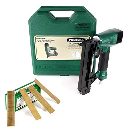 Prebena Druckluftnagler 2P-J/ES 40 COMBI 5 bis 7 Bar - im Transportkoffer + Prebena J 25 CNKHA Stauc
