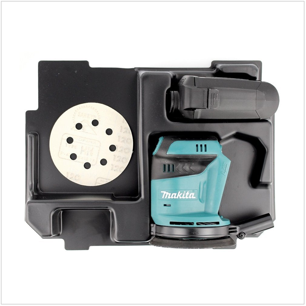 Makita DBO 180 ZE Akku Exzenterschleifer 18 V 125 mm + Einlage für Makpac