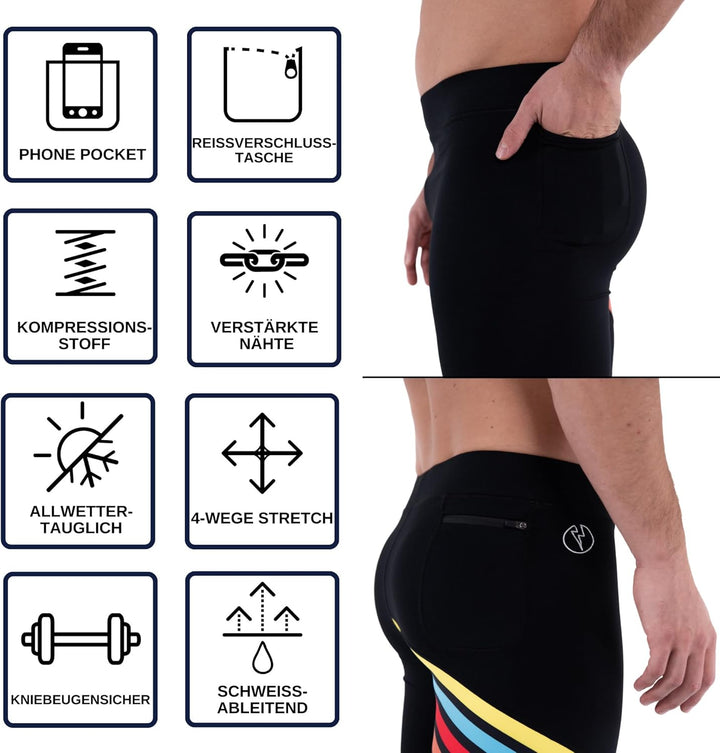 Kapow Meggings Performance PRO: Lange Sportleggings für Herren mit Kompression – Perfekt für Laufen,