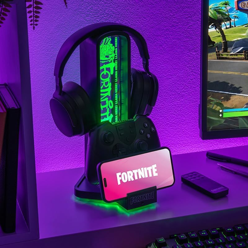 Paladone Fortnite 3-in-1 Kopfhörerständer und Technik-Ladestation mit Konsolen-Controller-Halterung