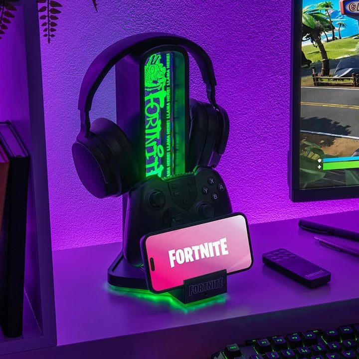 Paladone Fortnite 3-in-1 Kopfhörerständer und Technik-Ladestation mit Konsolen-Controller-Halterung