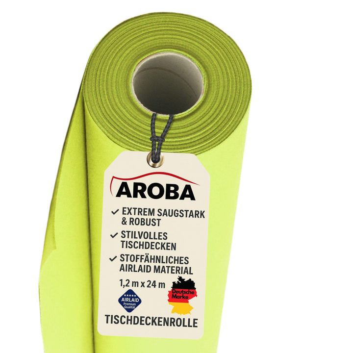 AROBA 1x Airlaid Tischdeckenrolle (Grün Kiwi, 1,2 m x 24 m) - Stoffähnliche Tischdecke - Hochwertige