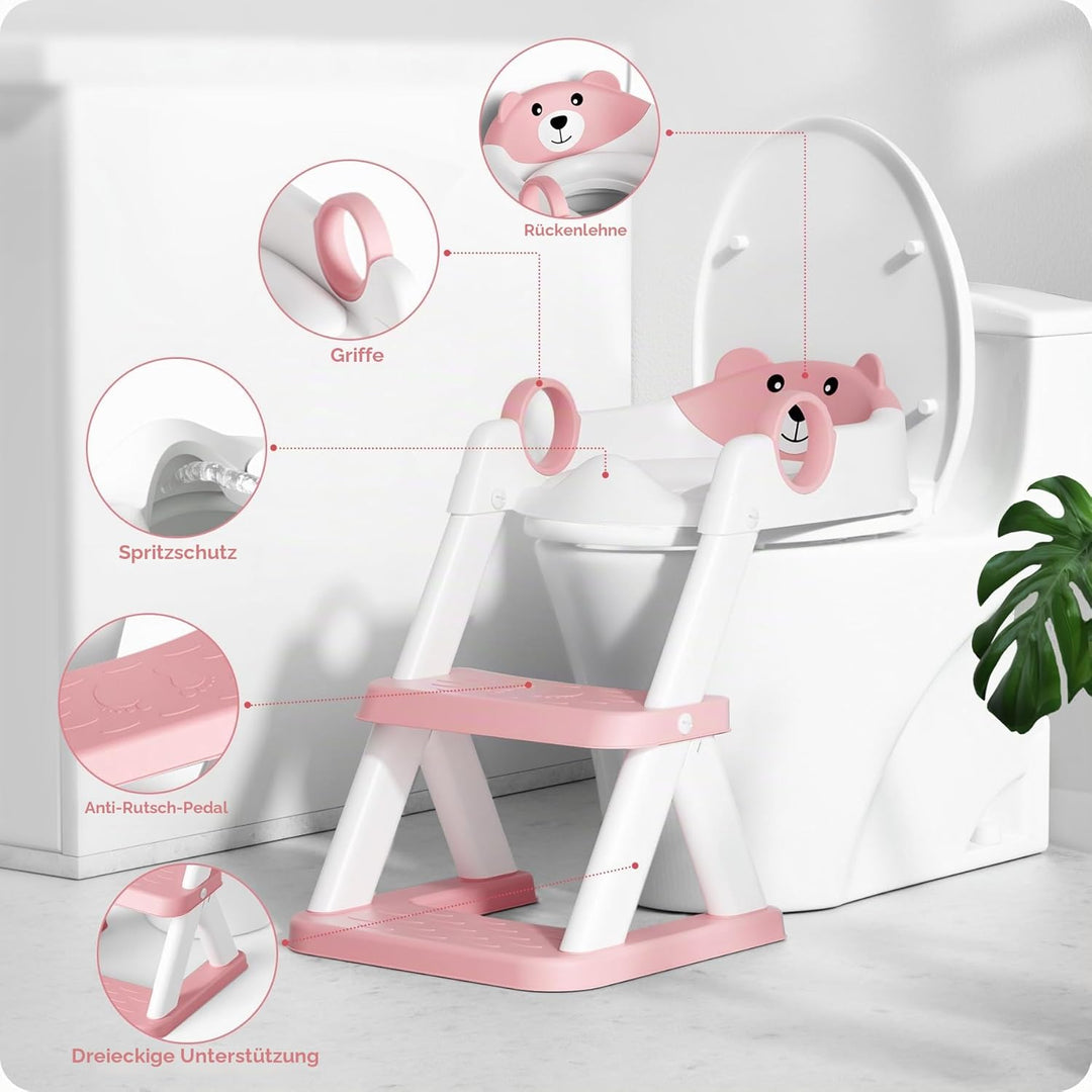 Toilettenleiter für Kinder, Upgraded Kindertoilette für Jungen und Mädchen, 2 in 1 Kind Toilettensit