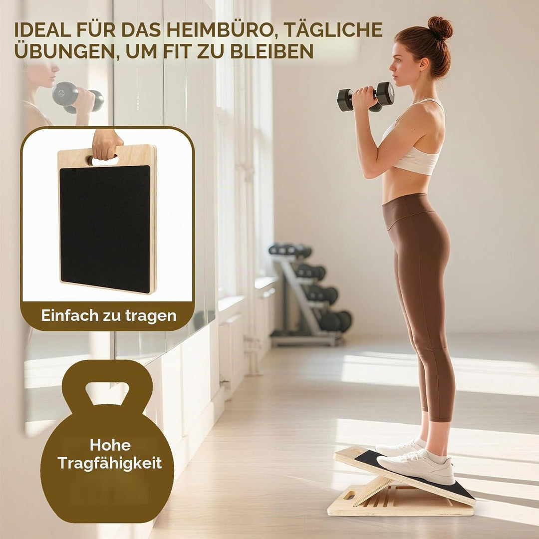 Wadendehner-Schrägbrett Hölzerne,Schrägbrett Fitness Verstellbares mit 5 Neigungswinkel Rutschfest Z