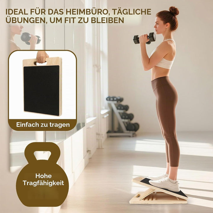 Wadendehner-Schrägbrett Hölzerne,Schrägbrett Fitness Verstellbares mit 5 Neigungswinkel Rutschfest Z