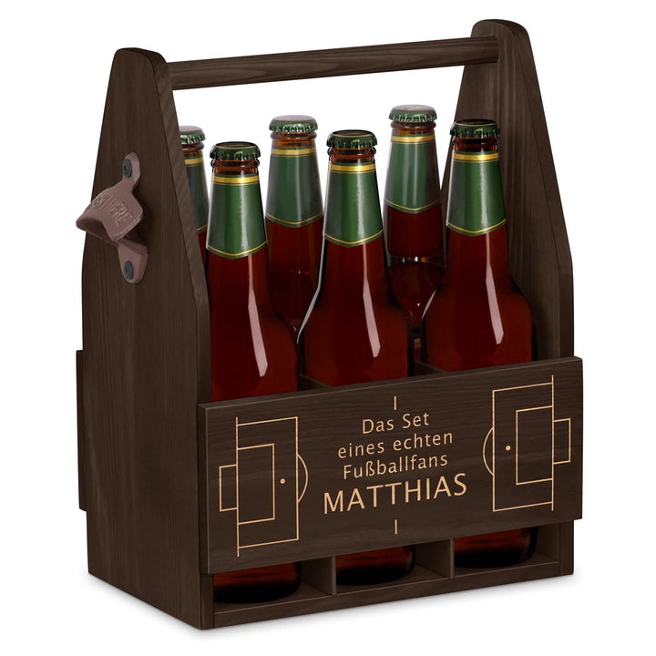 Maverton Bierträger für 6 Flaschen 0,5L mit Gravur - Männerhandtasche mit Flaschenöffner - Grösse: 2