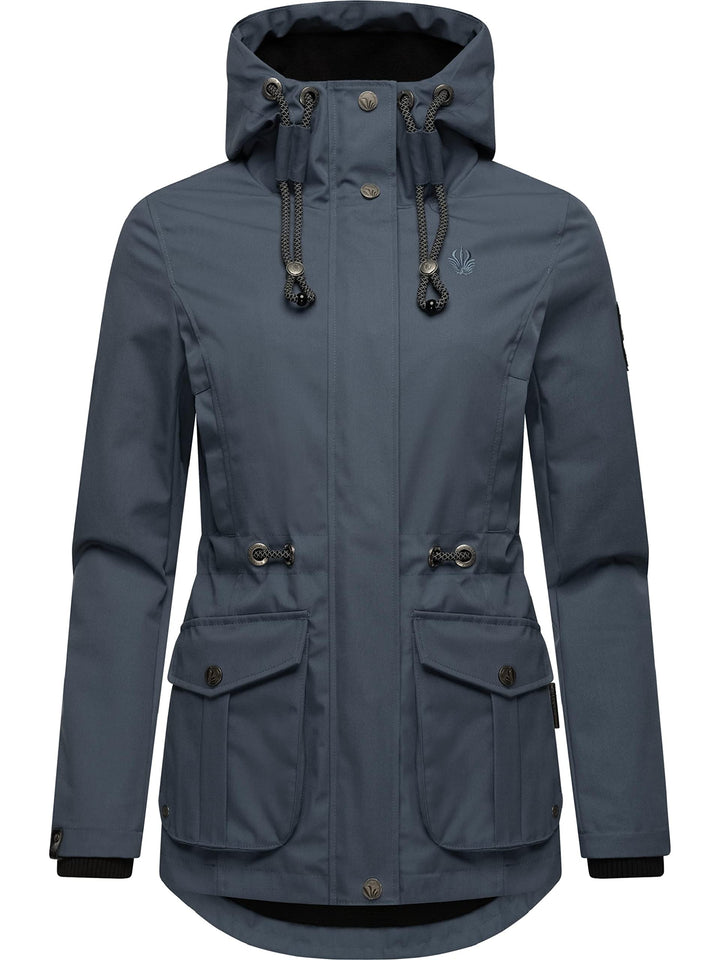 MARIKOO Damen leichter Übergangsparka mit Kapuze Babetaa Prc XS Blau, XS Blau