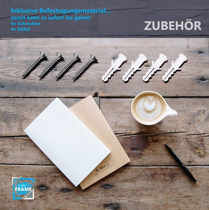 INMO Alu-Klapprahmen DIN A2 mit Aluminium Profil ohne Glas - Klappbarer Bilderrahmen Silber - Fotora