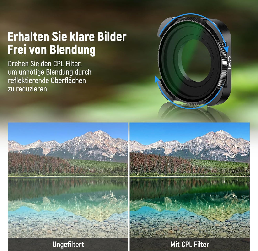 NEEWER ND Filter Set kompatibel mit GoPro Hero 13 12 11 10 9, 4er Pack (ND8 ND16 ND32 CPL) mehrfach
