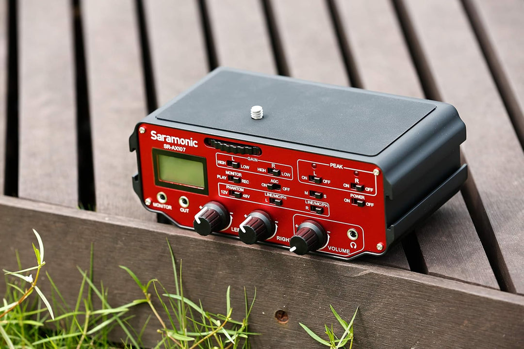 Saramonic SR-AX107 Zwei-Kanal-XLR-Audio-Adapter mit Vorverstärker, Phantomspeisung und Trenntransfor