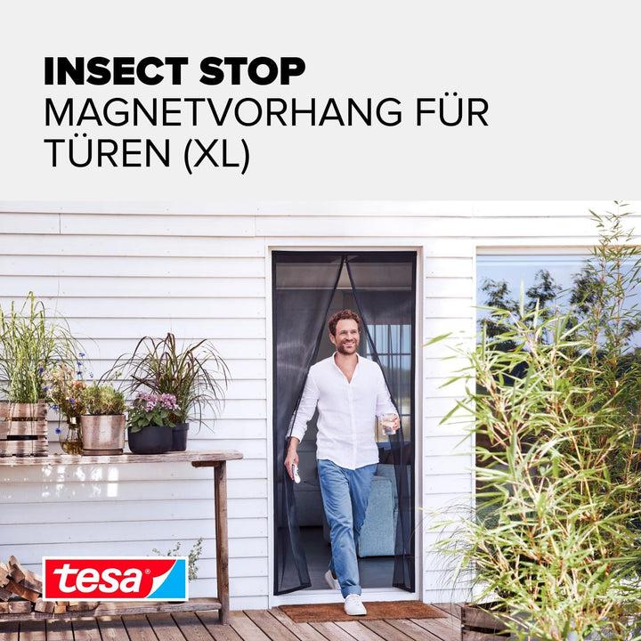tesa INSECT STOP Magnetvorhang XL - 2,4 m x 1,2 m Anthrazit 120 cm x 240 cm, 120 cm x 240 cm