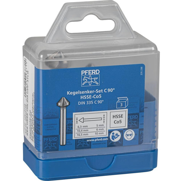 PFERD HSS-E Co5 Kegel-/Entgratsenker-Set, 3-tlg. | 90°, Ø 6,3-16,5 mm, DIN 335 C | 25202155 - zum Ve
