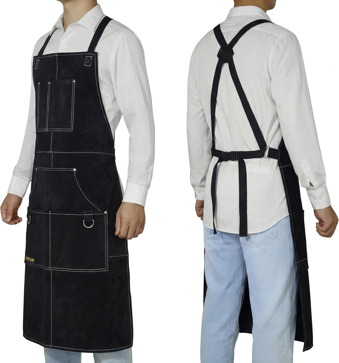 Tablier de soudure en cuir avec doublure douce – résistant à la chaleur, ignifuge, tablier de protec
