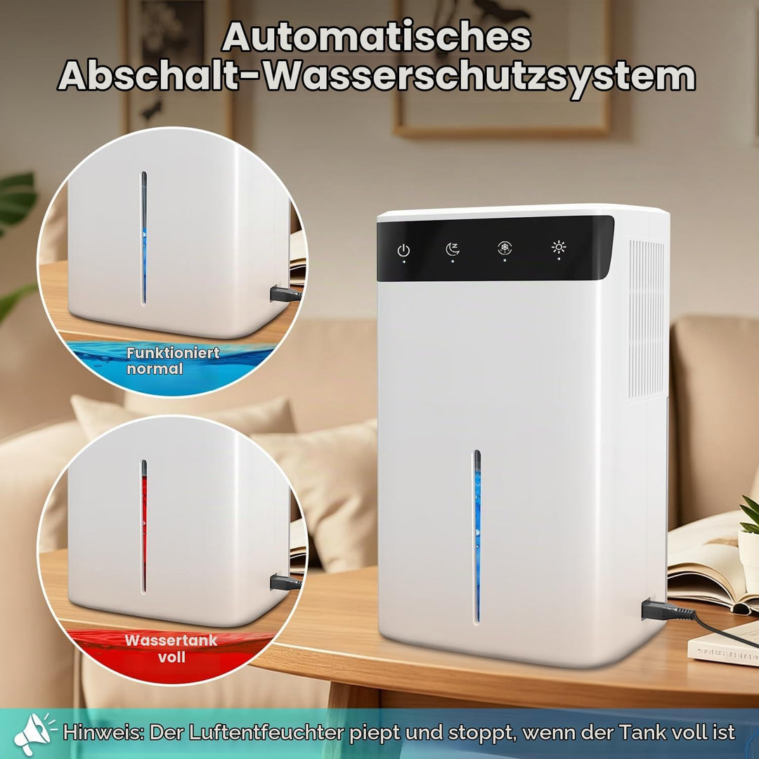 Luftentfeuchter Elektrisch 2,6L, Leiser Raumentfeuchter für Keller, Bad &amp; Schlafzimmer bis 32m², mit