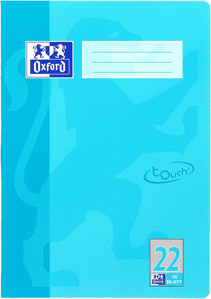 Oxford Schulheft A4, Touch, 16 Blatt, Lineatur 22, kariert, 15 Stück hellblau L 22 - kariert ohne Ra