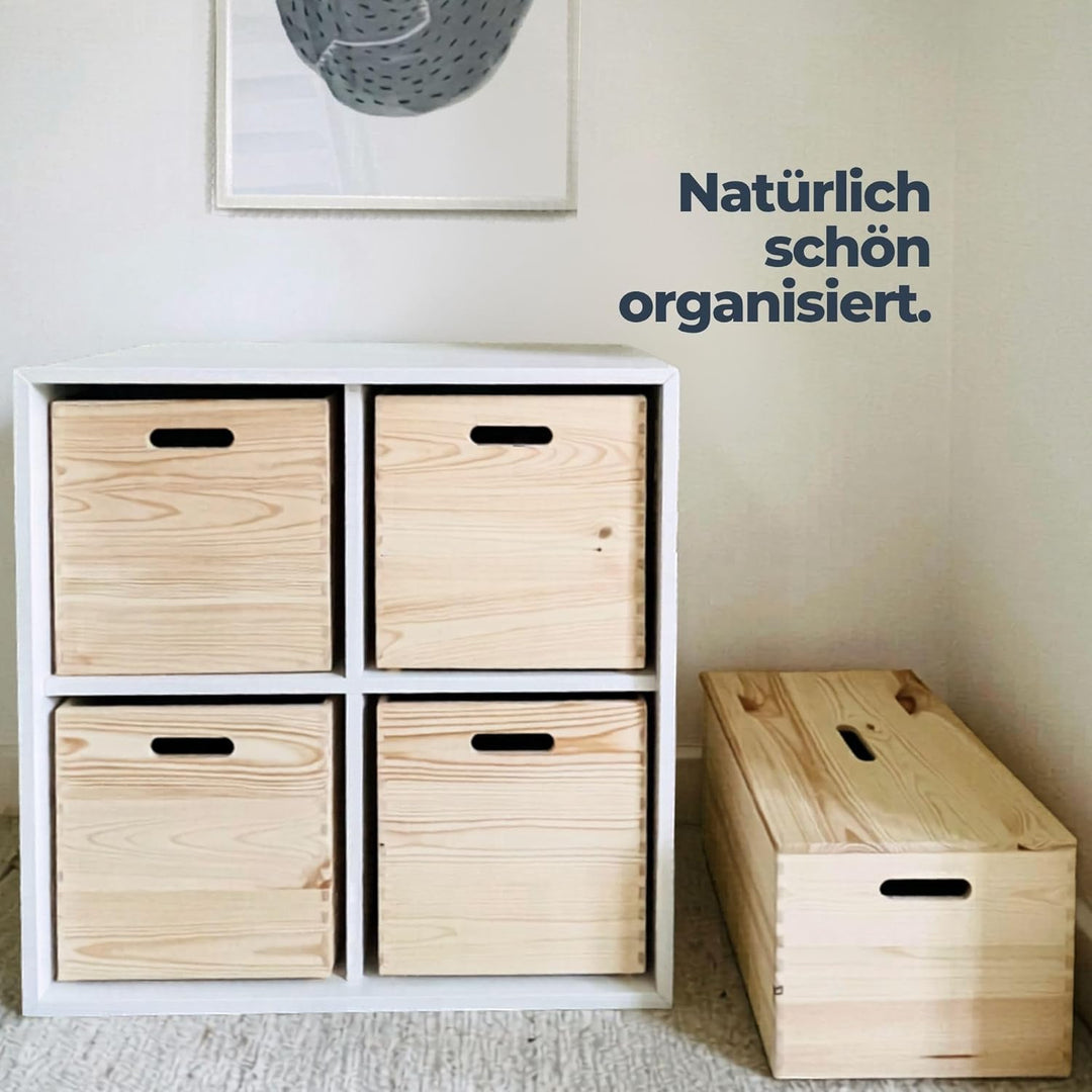 Spielzeugkiste aus Holz (30x30x30 cm) Aufbewahrungsbox fürs Kinderzimmer & Regal – passend für IKEA