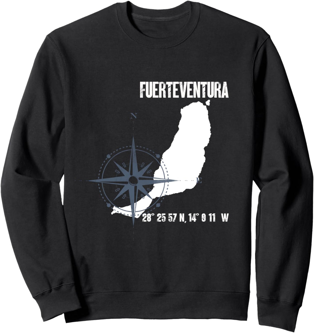 Fuerteventura Atlantik Insel Koordinaten Karte Urlaub Sweatshirt