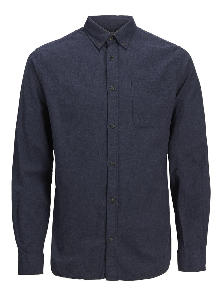 JACK & JONES Herren Jjeclassic Melange Shirt Ls Sn Hemd S Navy Blazer, S Navy Blazer