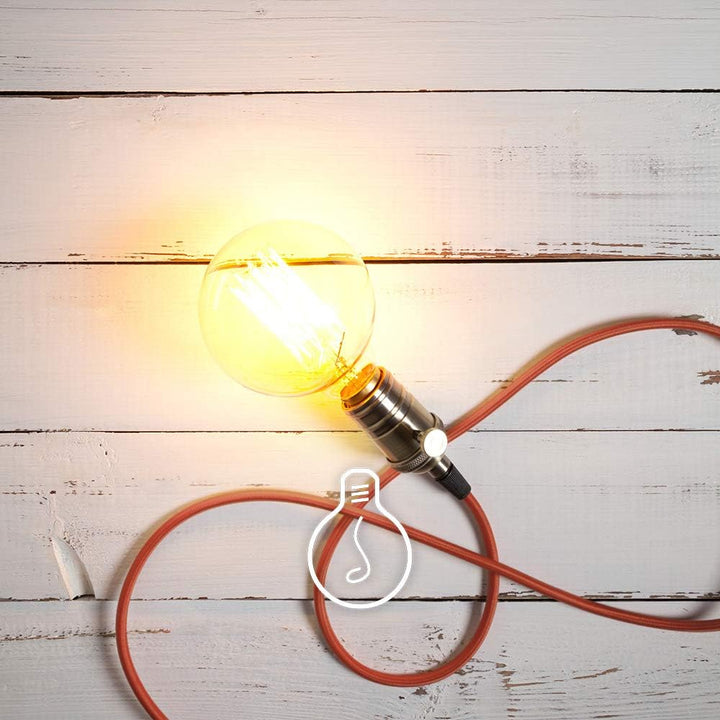 Amarcords - Textilkabel für Lampen BACKSTEIN, rund, Jute, 5 Meter, mit Erdung 3x0,75 - Stoffkabel mi