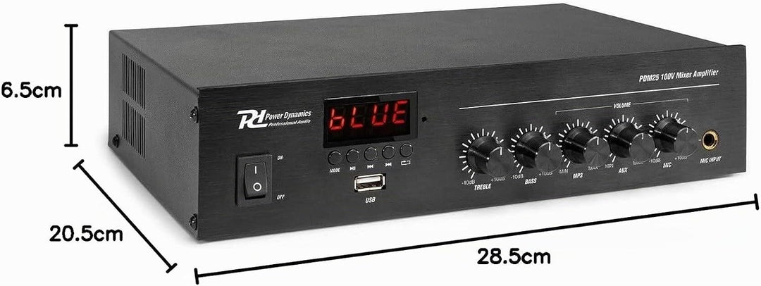 Power Dynamics PDM25-100 Volt Verstärker mit Bluetooth und Radiofunktion 25 Watt, 100V Radio-Verstär