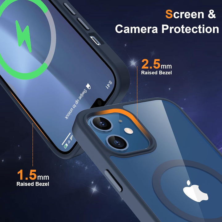 ORETECH für iPhone 12 Hülle 6,1 Zoll mit 2 Schutzfolie, Kompatibel mit Mag-Safe, Stossfest Kratzfest