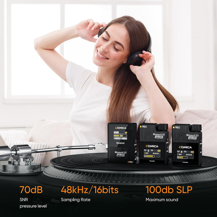 COMICA BOOMX-D2 PRO Lavalier Mikrofon Wireless, 48kHz/16 bit Audioqualität, Lärmminderung, 16GB Spei