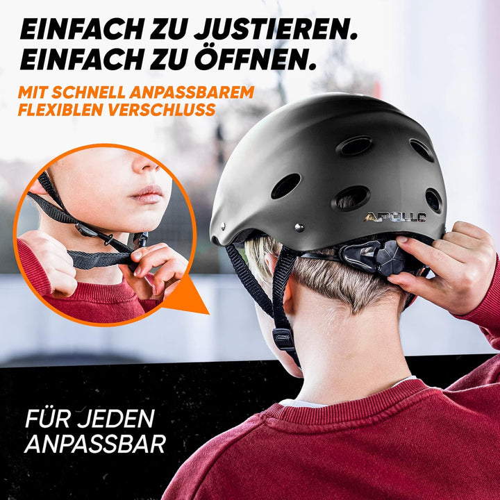 Apollo Skate-Helm/Kinder-Helm - Verstellbarer Skateboard, Scooter, BMX-Helm, mit Drehrad-Anpassung g
