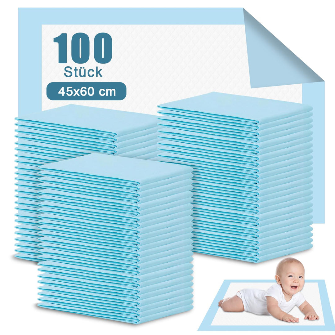 50 Stück Einweg-Windelunterlagen Baby 5x60cm, Wasserdicht &amp; 7-lagig saugstarke Inkontinenzunterlage,
