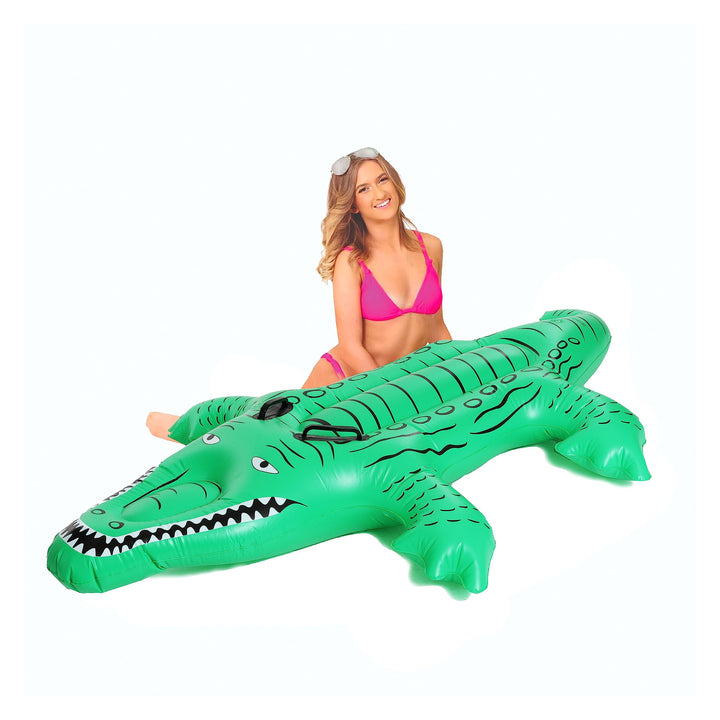 I LOVE FANCY DRESS LTD Aufblasbarer Krokodil-Pool-Schwimmer – Krokodil-Pool-Party-Schwimmer mit Grif