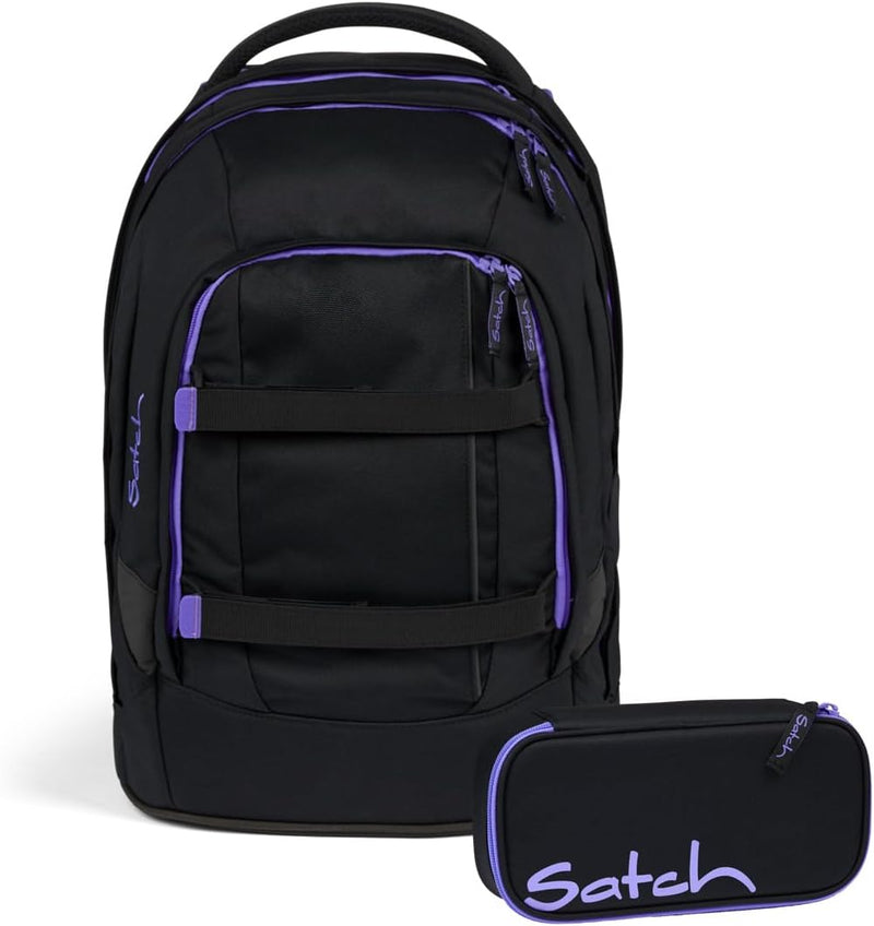 satch Pack Schulrucksack Set 2.tlg inkl. Schlamperbox Purple Phantom