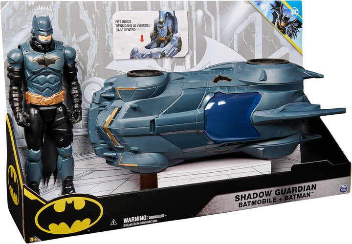 DC Comics Shadow Guardian Batmobile + Batman Actionfigur - Fahrzeug mit Verdeck zum Öffnen, beweglic