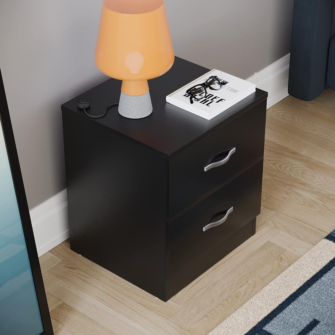 Vida Designs schwarz Nachttisch Schublade, Nachttisch, 2 Schubladen, Nachttisch, Metall Griffe & Läu