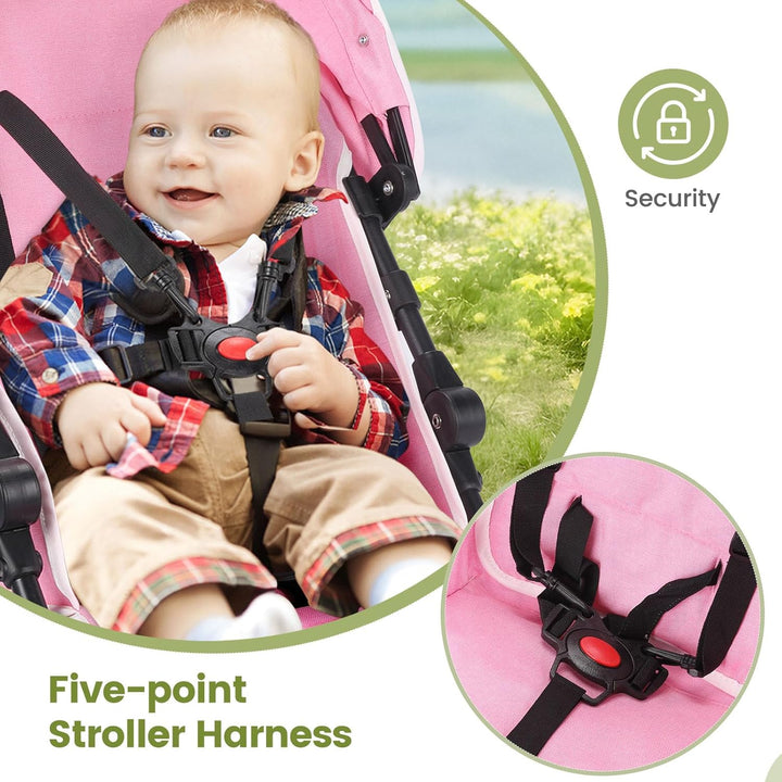 Einhändig klappbarer, leichter Kinderwagen, grosser Aufbewahrungskorb, Verdeck, Getränkehalter, komp