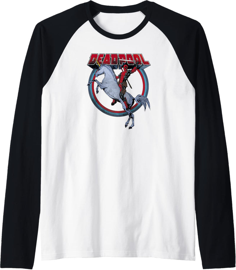 Marvel Deadpool Riding A Unicorn Circle Raglan