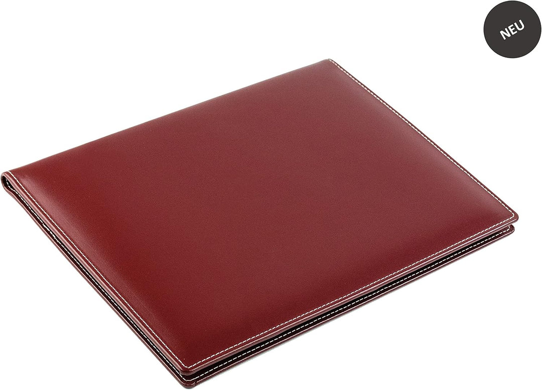 DELMON VARONE - Personalisierbare Schreibmappe DIN A4 aus Cambridge Top Grain Leder rot, Organizer K