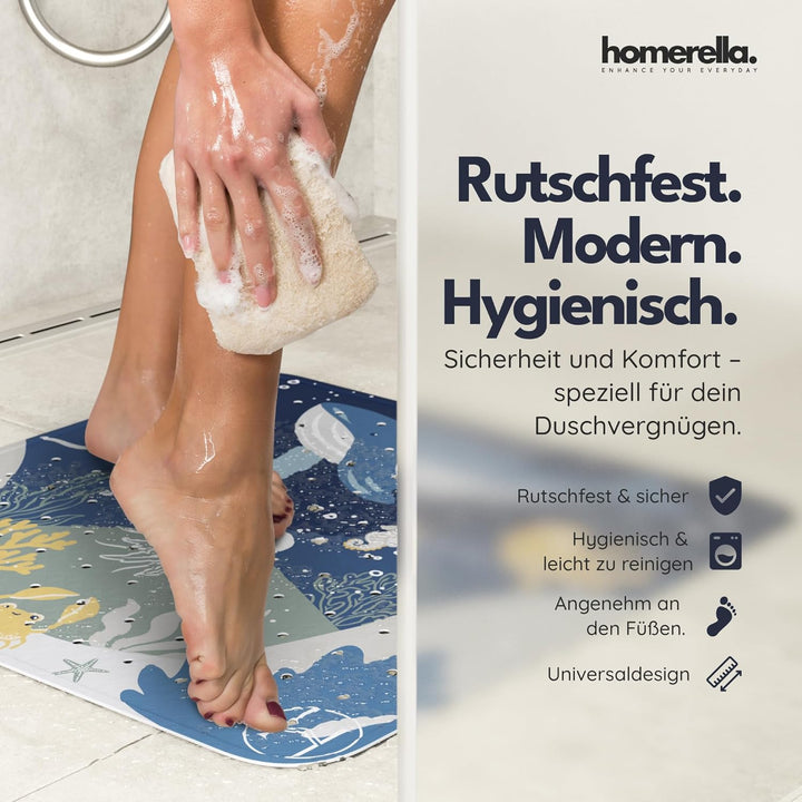 homerella© Duschmatte rutschfest 53x53cm, INKL. AUFHÄNGUNG, Antirutschmatte Dusche, schimmelresisten