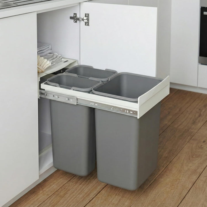 Einbau-Mülleimer für 45 cm Schrank 3-fach Abfallsystem mit Deckel Soft-Close & Vollauszug 1 x 20L +